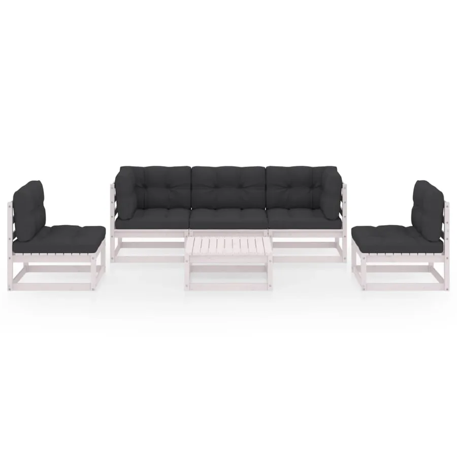 Salon de jardin 6 pcs avec coussins Bois de pin massif - 3