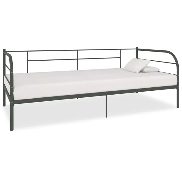 Cadre de lit de repos sans matelas gris métal 90x200 cm
