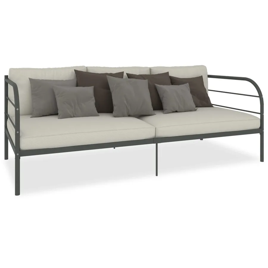 Cadre de lit de repos sans matelas gris métal 90x200 cm - 2