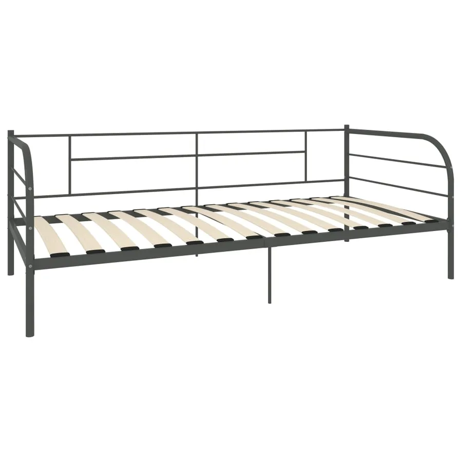 Cadre de lit de repos sans matelas gris métal 90x200 cm - 3