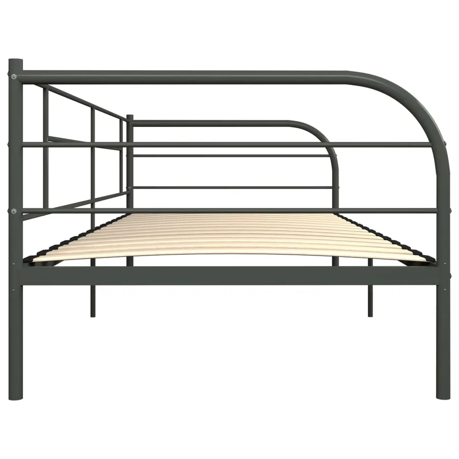 Cadre de lit de repos sans matelas gris métal 90x200 cm - 5