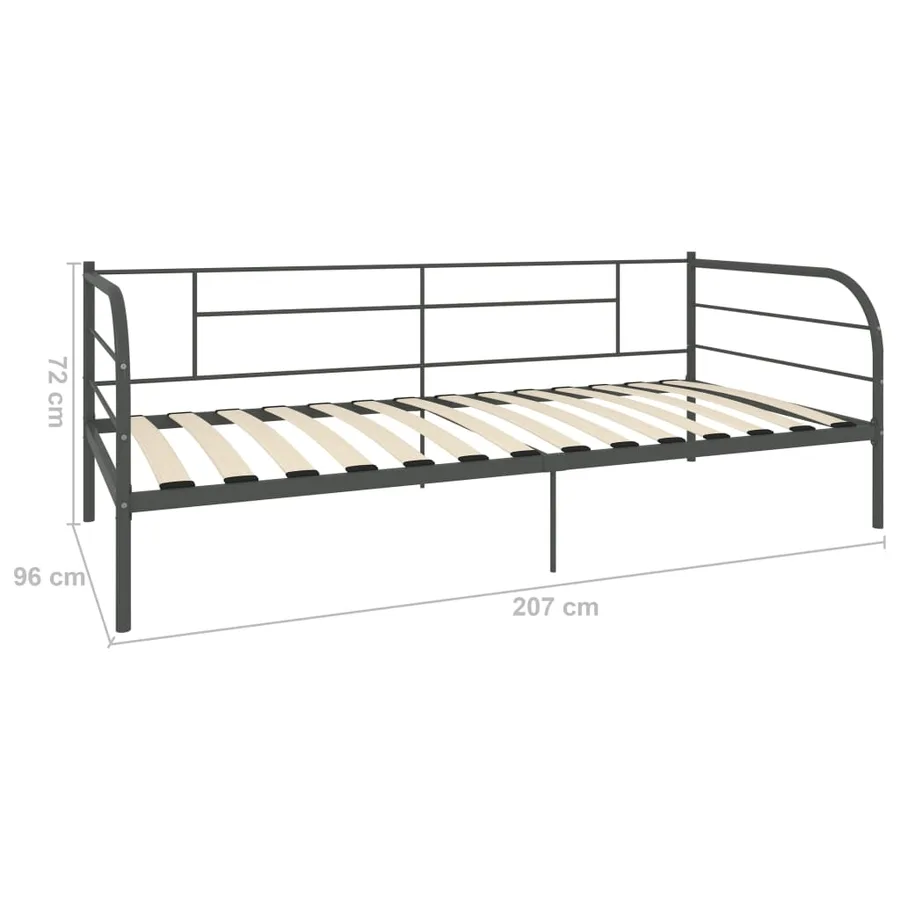 Cadre de lit de repos sans matelas gris métal 90x200 cm - 8