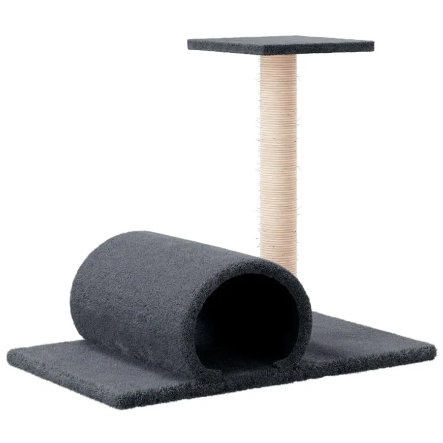 Arbre à chat avec tunnel Gris foncé 60x34,5x50 cm - 5