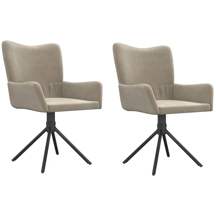 Chaises pivotantes à manger lot de 2 Gris clair Velours - 2