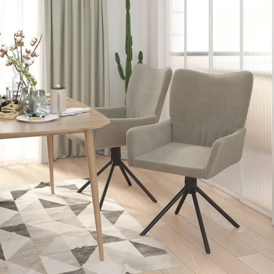 Chaises pivotantes à manger lot de 2 Gris clair Velours - 3