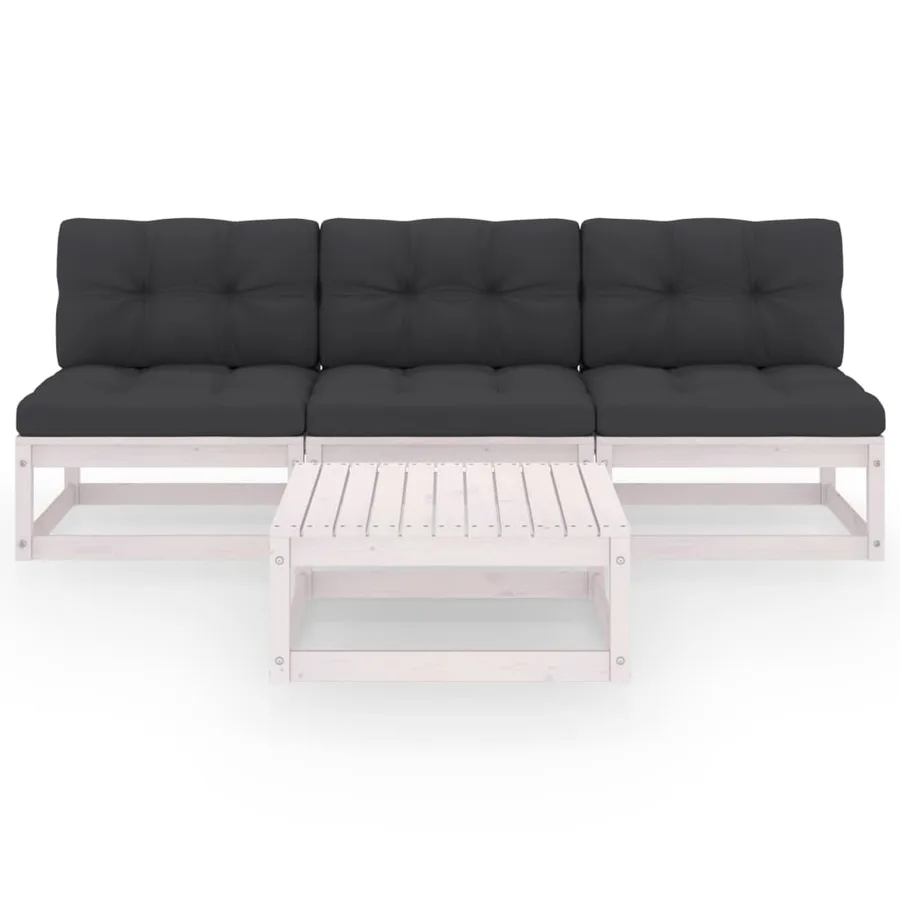 Salon de jardin 4 pcs avec coussins Bois de pin massif - 2