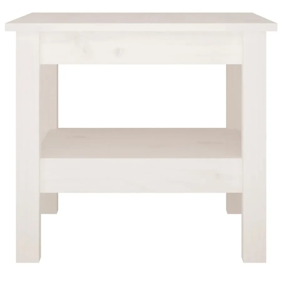 Table basse blanche 45 x 45 x 40 cm Bois de pin massif - 3