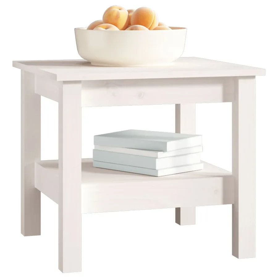 Table basse blanche 45 x 45 x 40 cm Bois de pin massif - 5