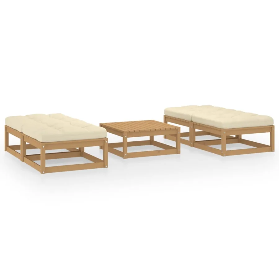 Salon de jardin 5 pcs avec coussins Bois de pin massif