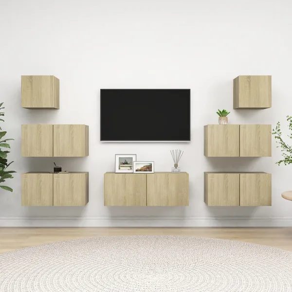 Ensemble de meuble TV 7 pcs Chêne sonoma Bois d'ingénierie