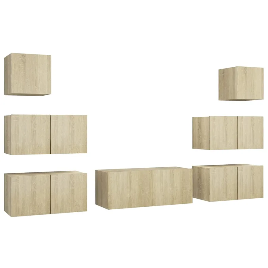 Ensemble de meuble TV 7 pcs Chêne sonoma Bois d'ingénierie - 2