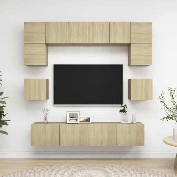 Ensemble de meuble TV 8 pcs Chêne sonoma Bois d'ingénierie