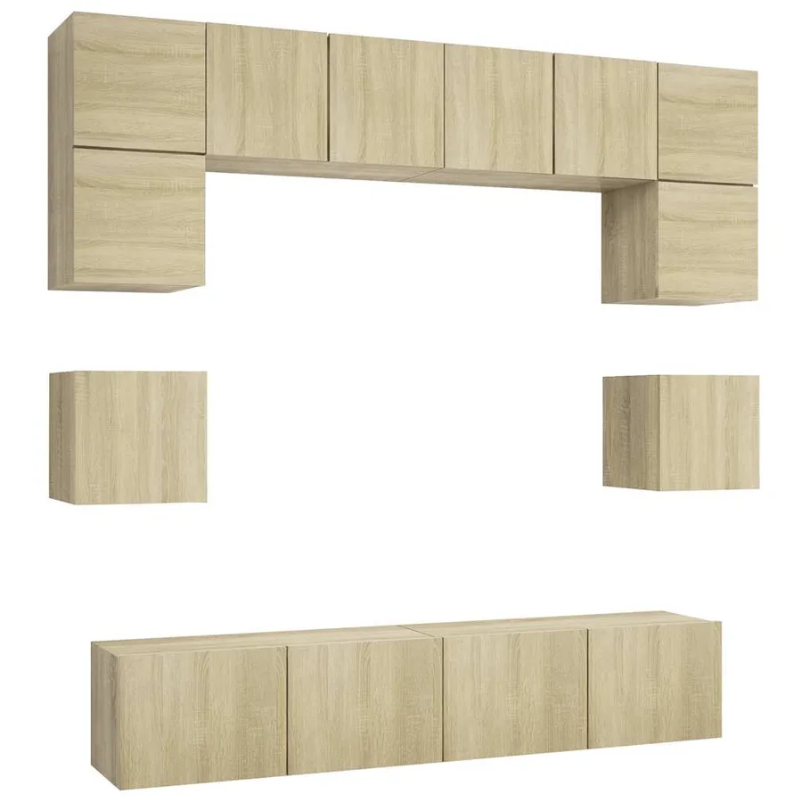 Ensemble de meuble TV 8 pcs Chêne sonoma Bois d'ingénierie - 2