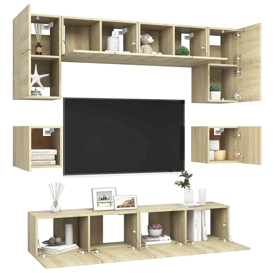 Ensemble de meuble TV 8 pcs Chêne sonoma Bois d'ingénierie - 3