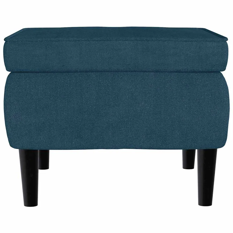 Fauteuil à oreilles avec tabouret bleu velours - 9
