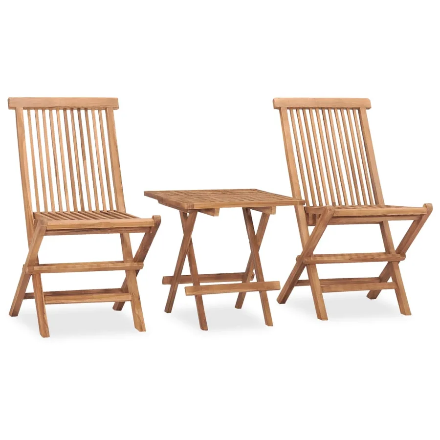 Ensemble à manger d'extérieur pliable avec coussin 3 pcs Teck - 2