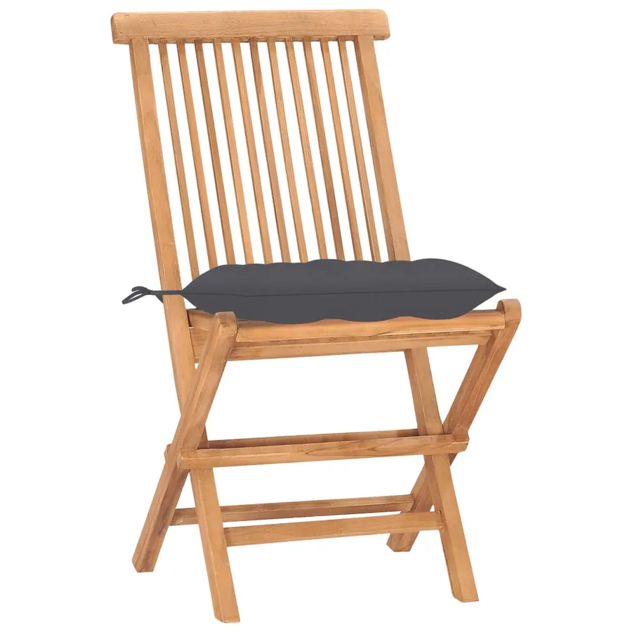 Ensemble à manger d'extérieur pliable avec coussin 3 pcs Teck - 3
