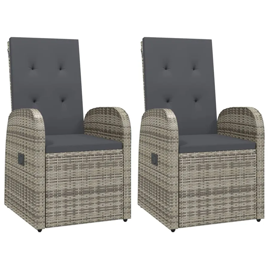 Ensemble à manger de jardin 3 pcs coussins gris résine tressée - 4
