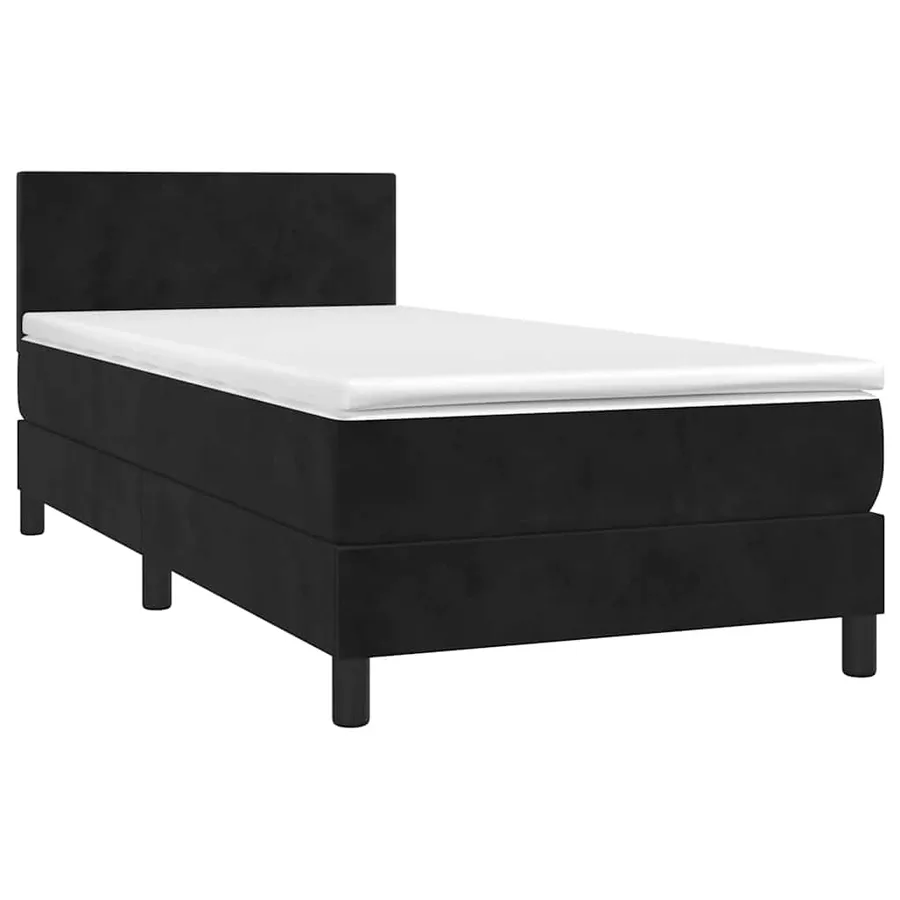 Sommier à lattes de lit avec matelas Noir 90x200 cm Velours - 3