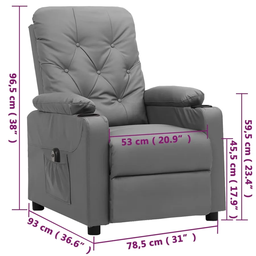 Fauteuil inclinable électrique Gris Similicuir - 11