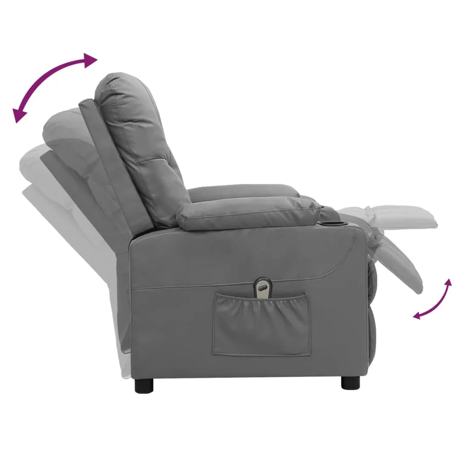Fauteuil inclinable électrique Gris Similicuir - 6