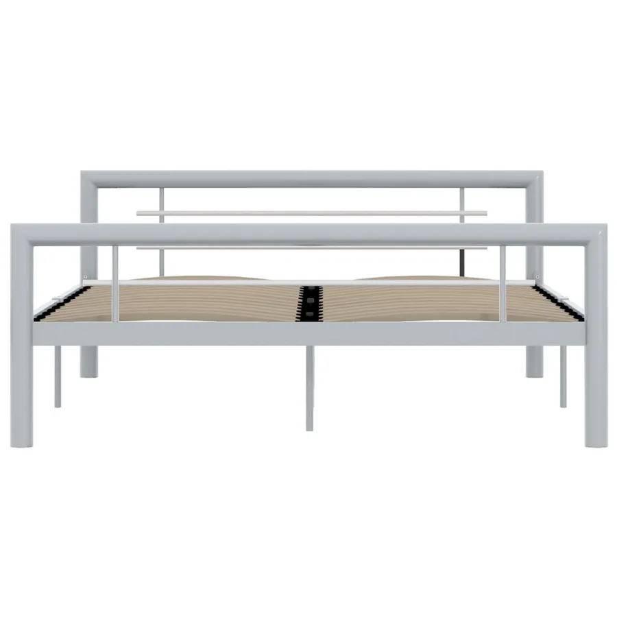 Cadre de lit sans matelas gris et blanc métal 120x200 cm - 3