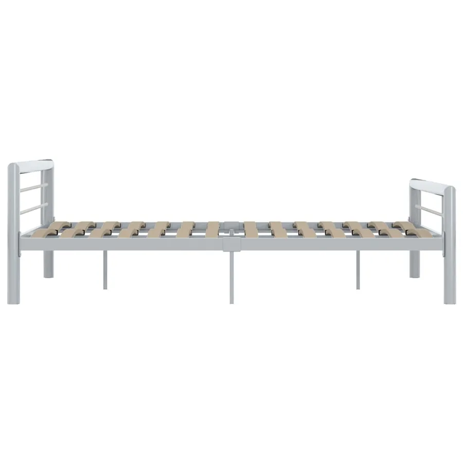Cadre de lit sans matelas gris et blanc métal 120x200 cm - 4