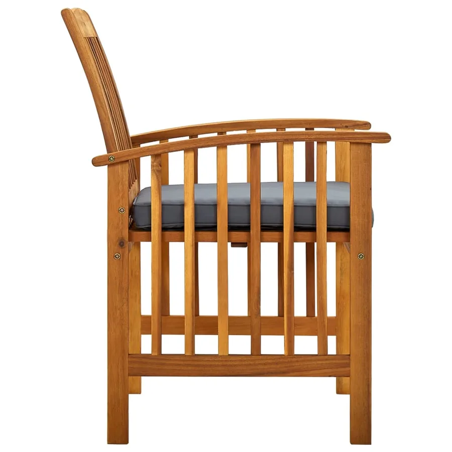 Chaises à manger de jardin lot de 2 et coussins acacia massif - 6