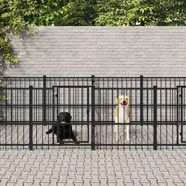 Chenil d'extérieur pour chiens Acier 15,02 m²