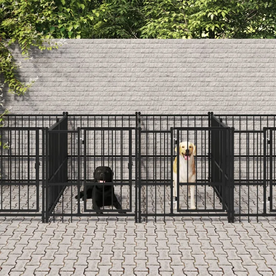 Chenil d'extérieur pour chiens Acier 7,51 m²