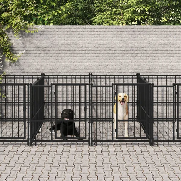 Chenil d'extérieur pour chiens Acier 7,51 m²