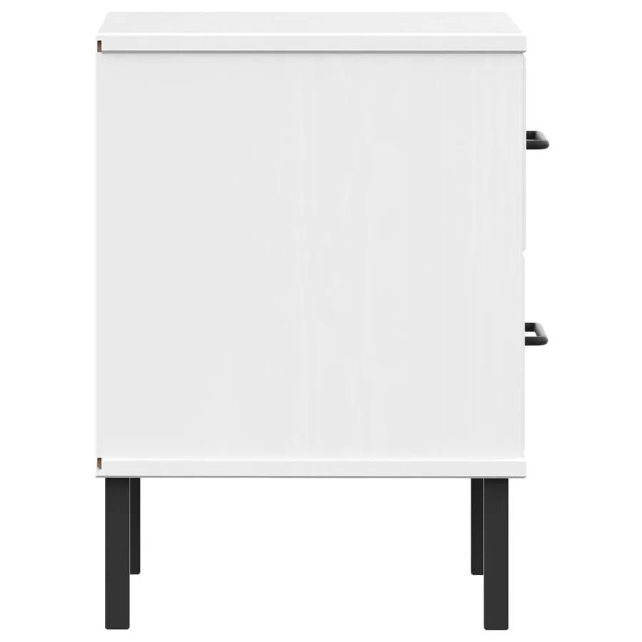Table de chevet avec pieds en métal Blanc Bois pin massif OSLO - 6