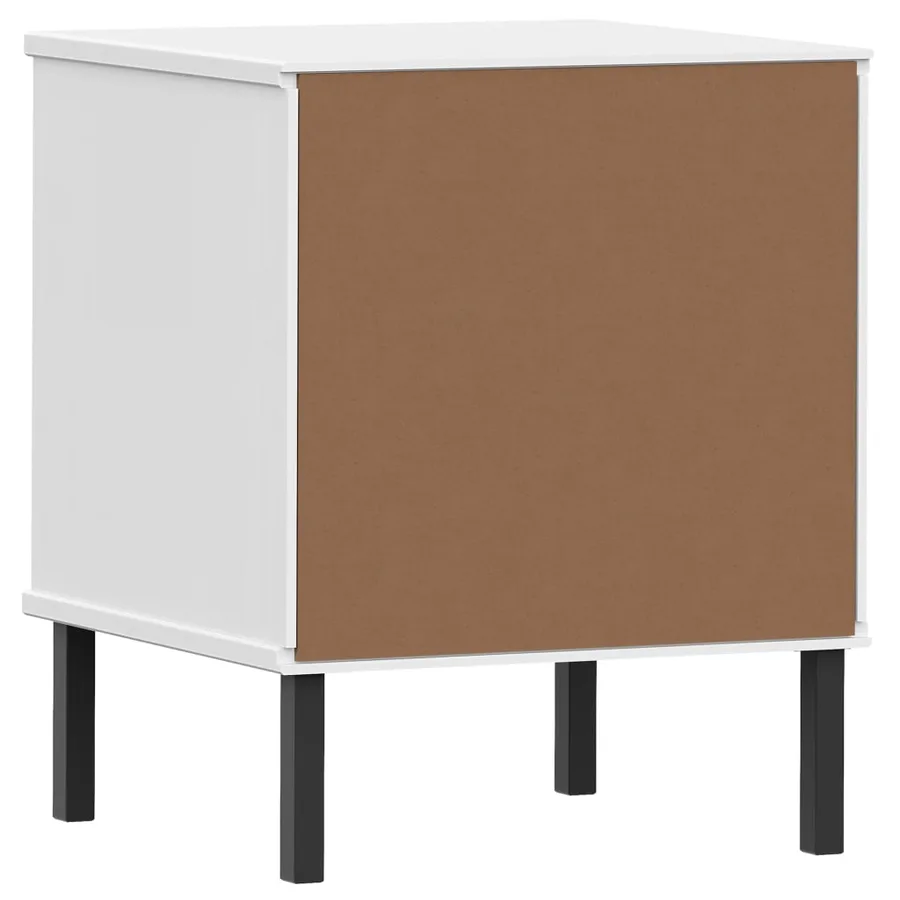 Table de chevet avec pieds en métal Blanc Bois pin massif OSLO - 7