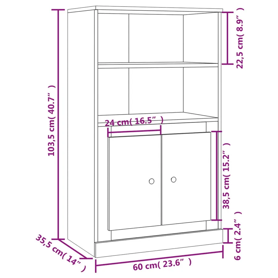 Buffet haut blanc 60x35,5x103,5 cm bois d'ingénierie - 10