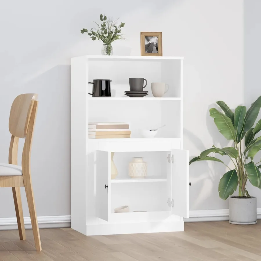 Buffet haut blanc 60x35,5x103,5 cm bois d'ingénierie - 3