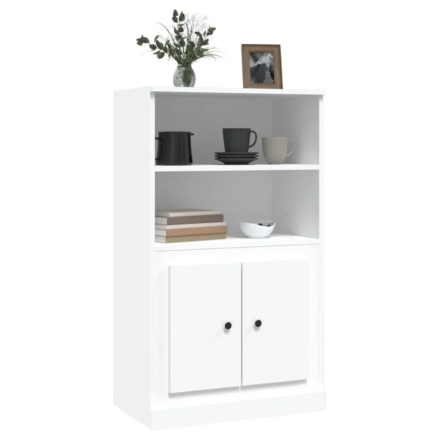 Buffet haut blanc 60x35,5x103,5 cm bois d'ingénierie - 4