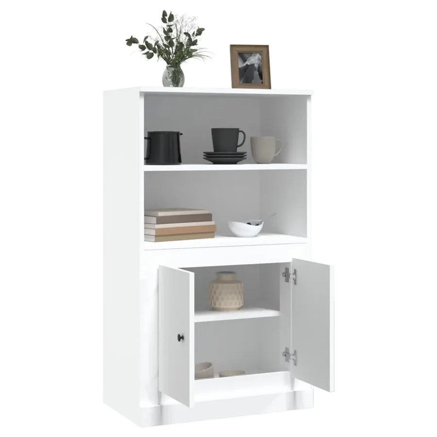 Buffet haut blanc 60x35,5x103,5 cm bois d'ingénierie - 5