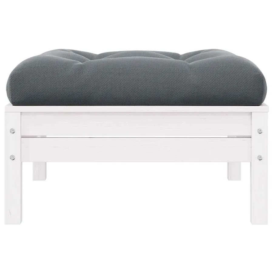 Repose-pied de jardin avec coussin anthracite Bois de pin blanc - 2
