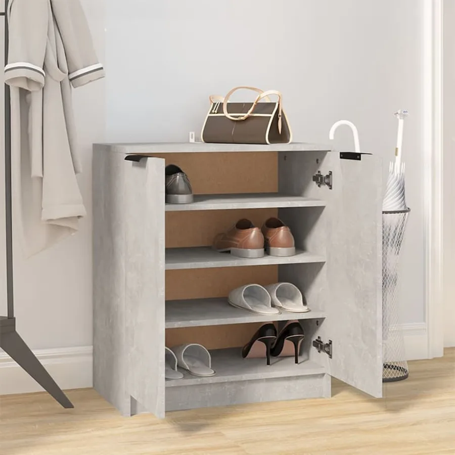 Armoire à chaussures Gris béton 59x35x70 cm Bois d'ingénierie - 6