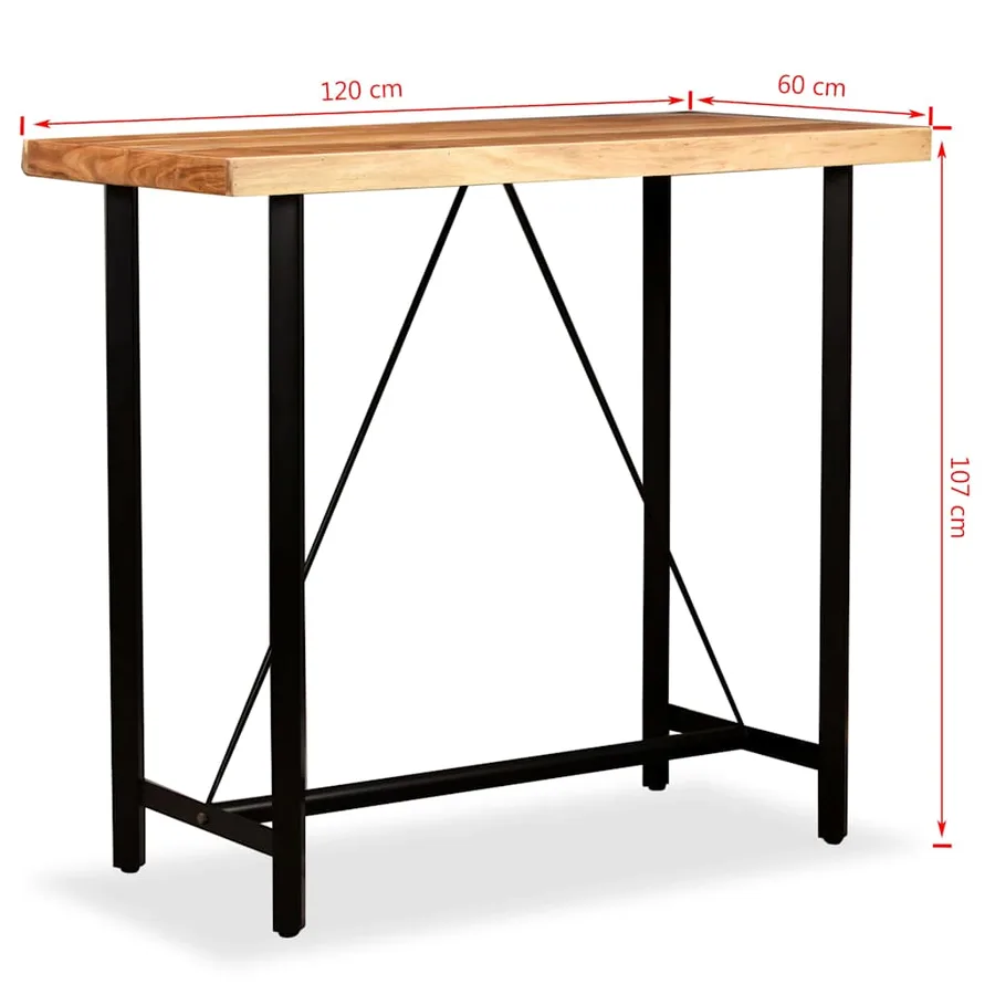 Ensemble de bar 5 pcs Bois d'acacia Cuir véritable et toile - 14