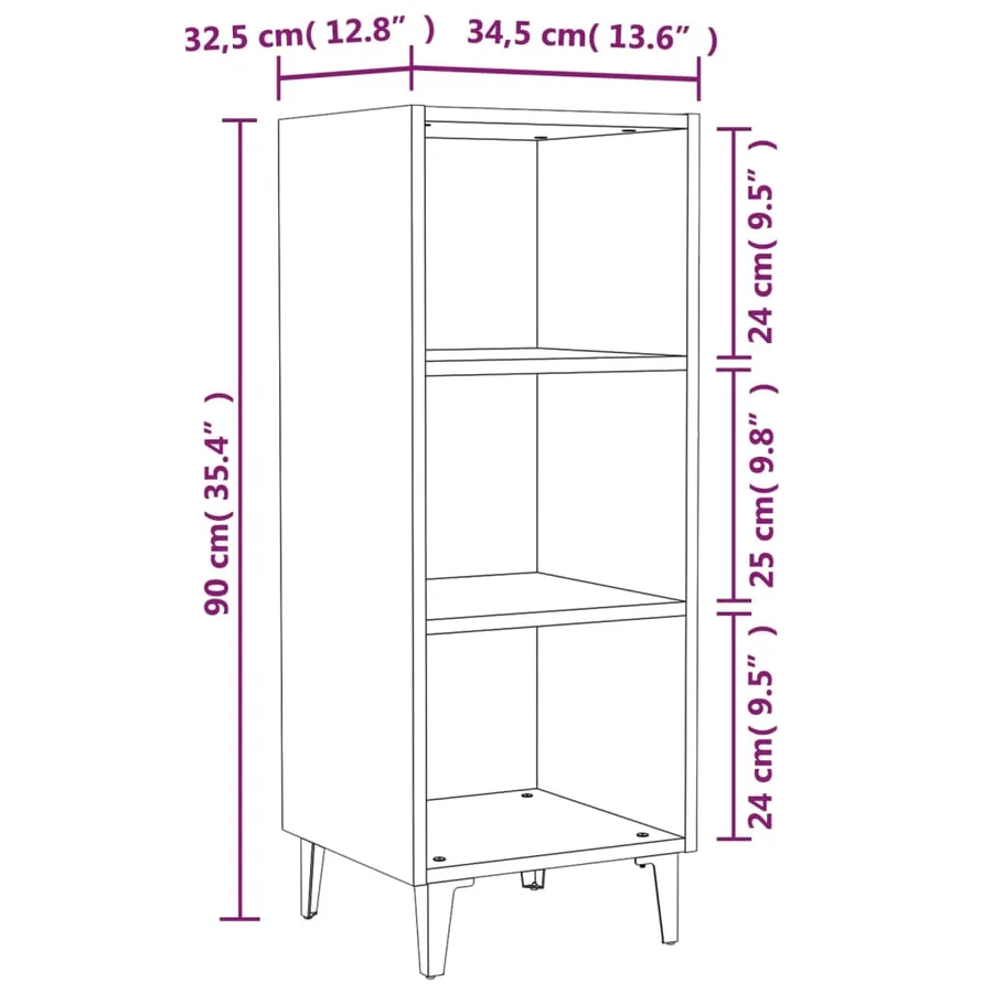 Buffet chêne marron 34,5x32,5x90 cm bois d'ingénierie - 7