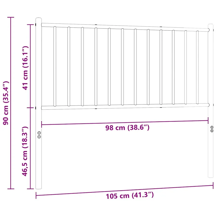 Tête de lit de remplacement métal noir 100 cm - 8
