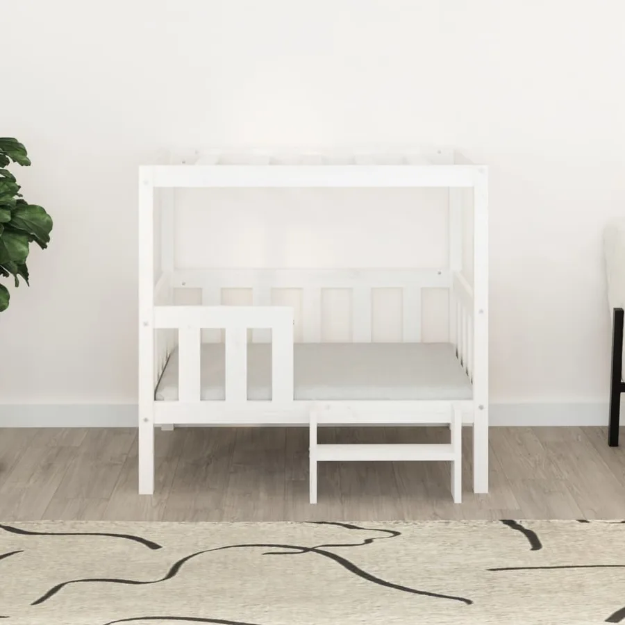 Lit pour chien Blanc 95,5x73,5x90 cm Bois de pin solide - 3