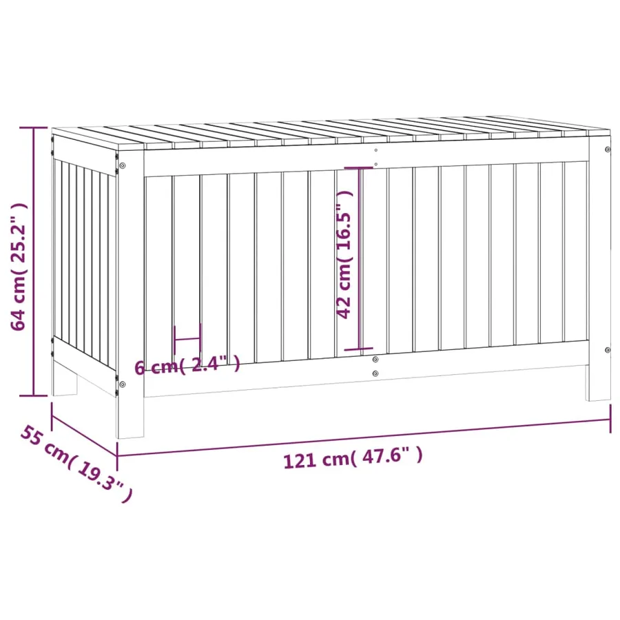 Boîte de rangement de jardin 121x55x64 cm Bois massif de pin - 10