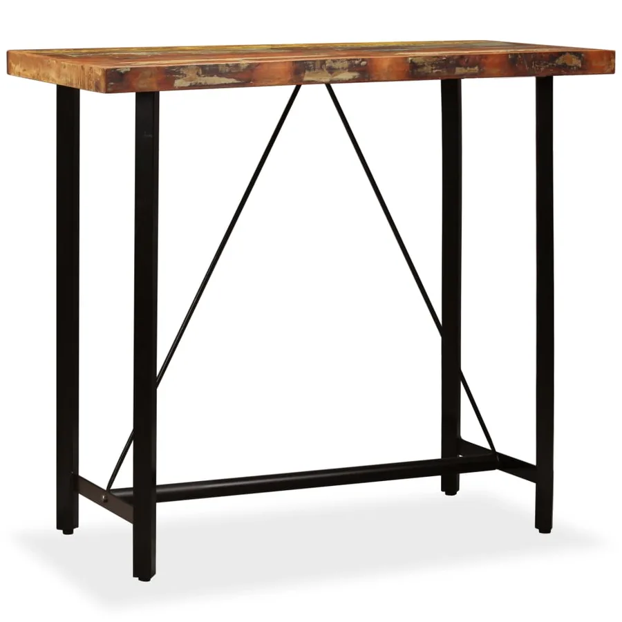 Table de bar Bois massif de récupération 120x60x107 cm - 11
