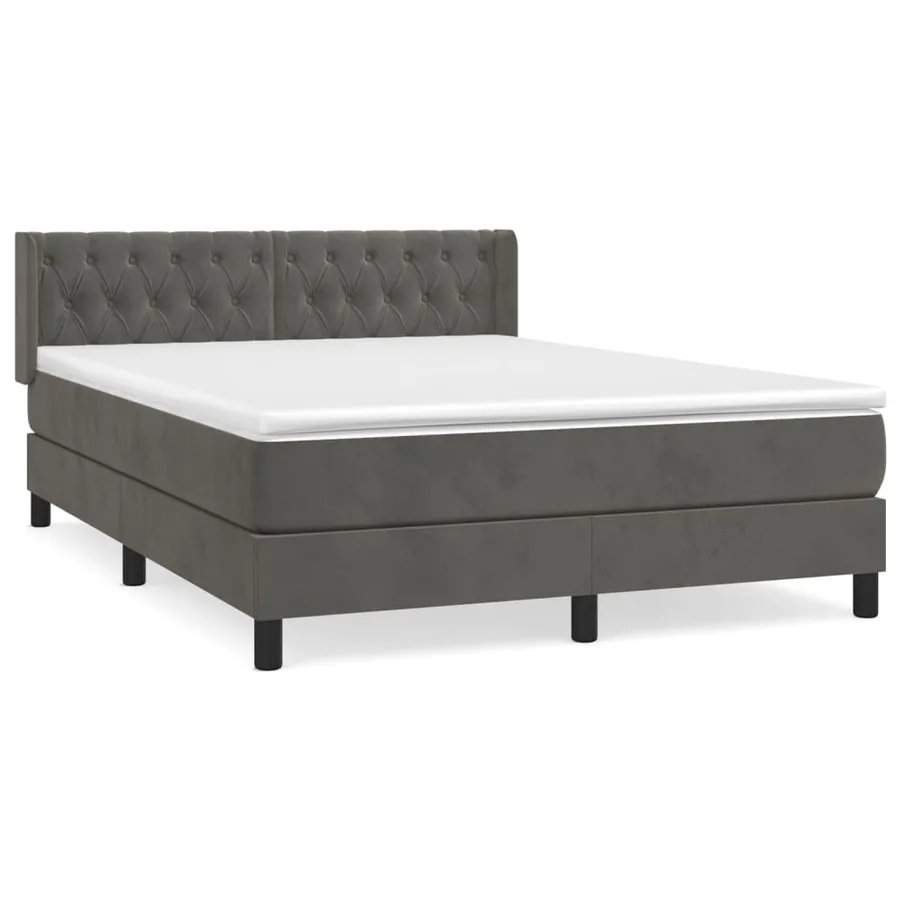 Sommier à lattes de lit et matelas Gris foncé 140x200cm Velours - 2