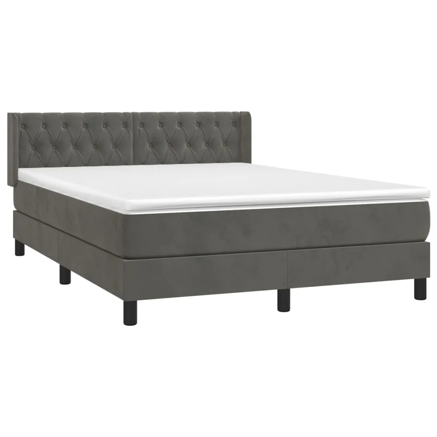 Sommier à lattes de lit et matelas Gris foncé 140x200cm Velours - 3