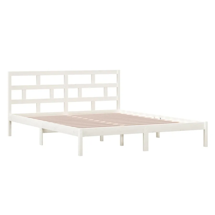 Cadre de lit sans matelas blanc bois massif - 3