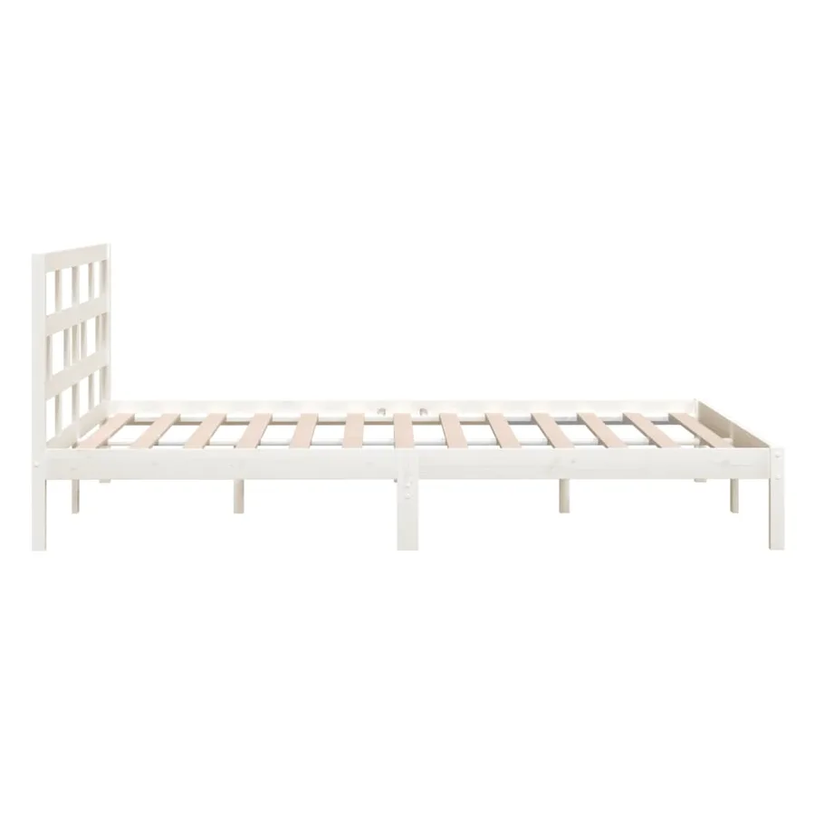 Cadre de lit sans matelas blanc bois massif - 5