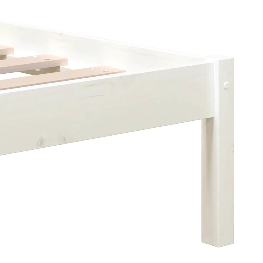 Cadre de lit sans matelas blanc bois massif - 6